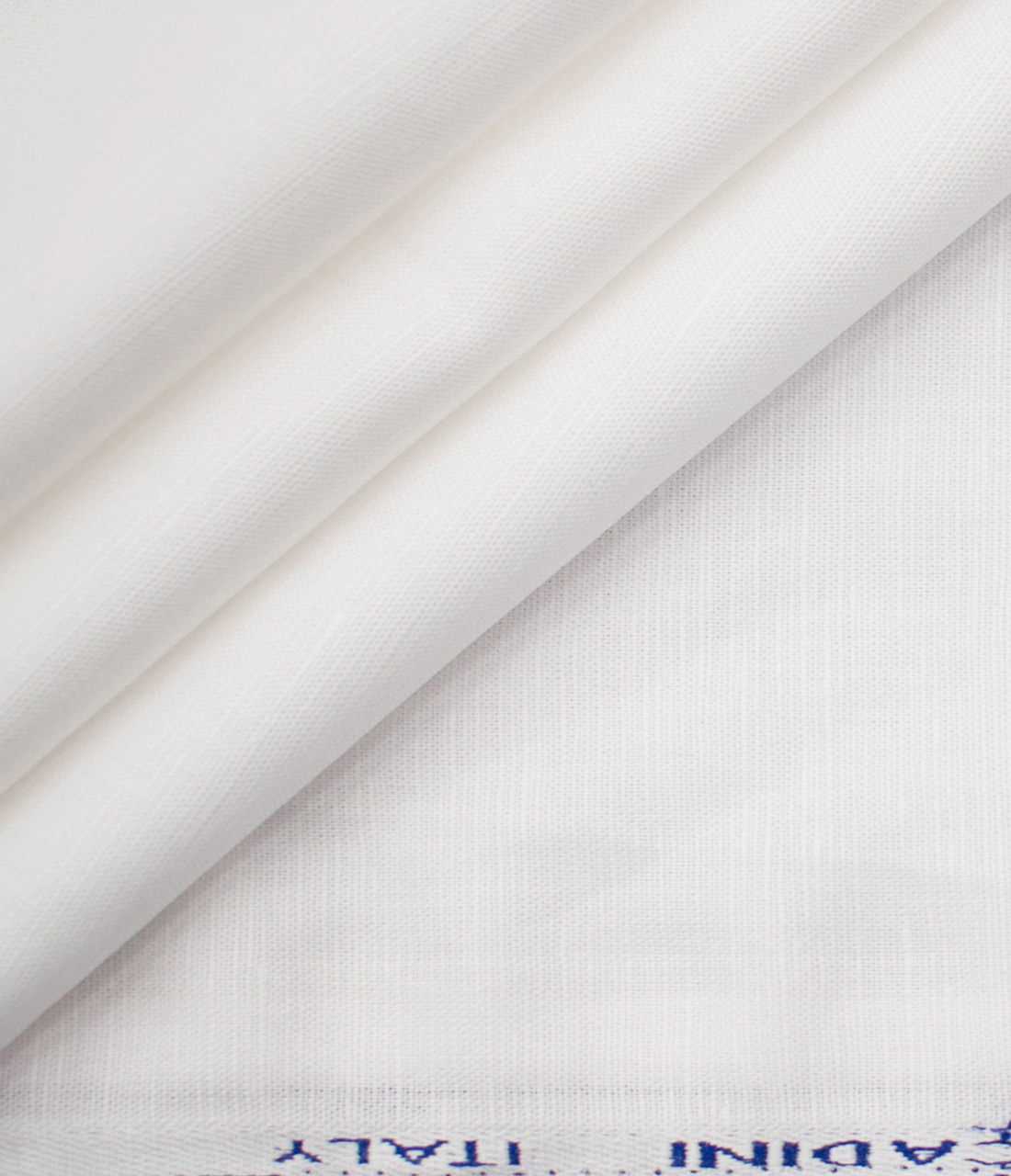 Cadini Men's Cotton Linen Solids Unstitched Shirting Fabric (White)