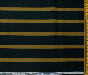 Mafatlal Men's Giza Cotton Striped Unstitched Shirting Fabric (Navy Blue )