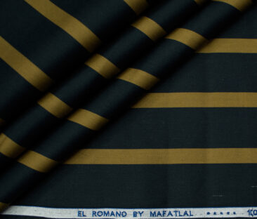 Mafatlal Men's Giza Cotton Striped Unstitched Shirting Fabric (Navy Blue )