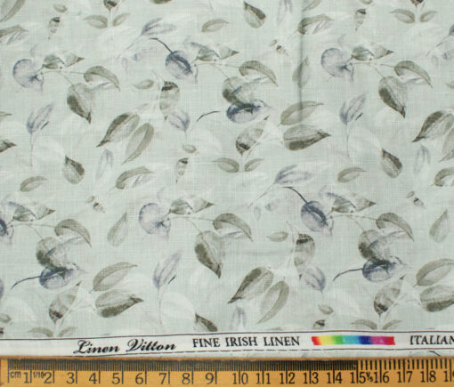 Pee Gee Men's Linen Printed 2.25Meter Unstitched Shirting Fabric (Light Pistachious Green)
