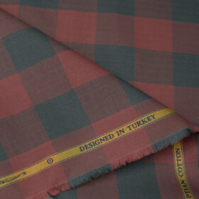 Soktas Men's Giza Cotton Checks Unstitched Shirting Fabric (Rosewood Pink)