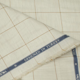 Soktas Men's Giza Cotton Checks Unstitched Shirting Fabric (Cream)
