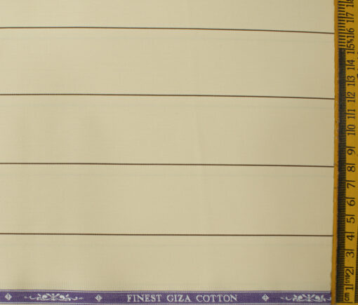 Soktas Men's Giza Cotton Striped Unstitched Shirting Fabric (Daffodil Yellow)