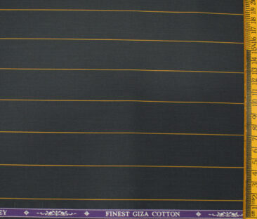 Soktas Men's Giza Cotton Striped Unstitched Shirting Fabric (Dark Grey)
