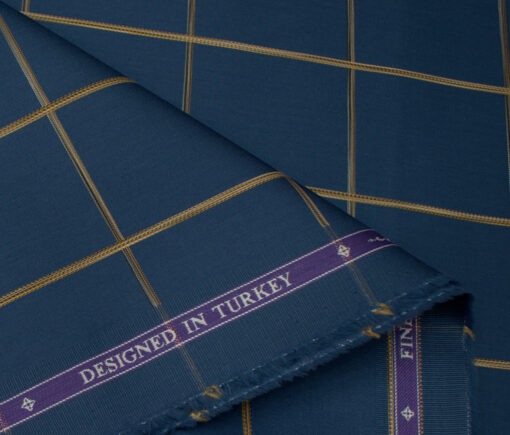 Soktas Men's Giza Cotton Checks Unstitched Shirting Fabric (Aegean Blue)