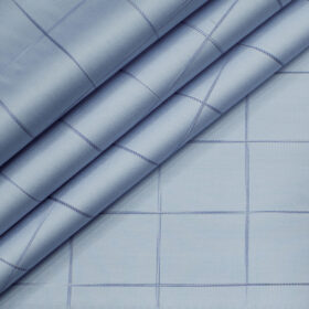 Soktas Men's Giza Cotton Checks Unstitched Shirting Fabric (Sky Blue )