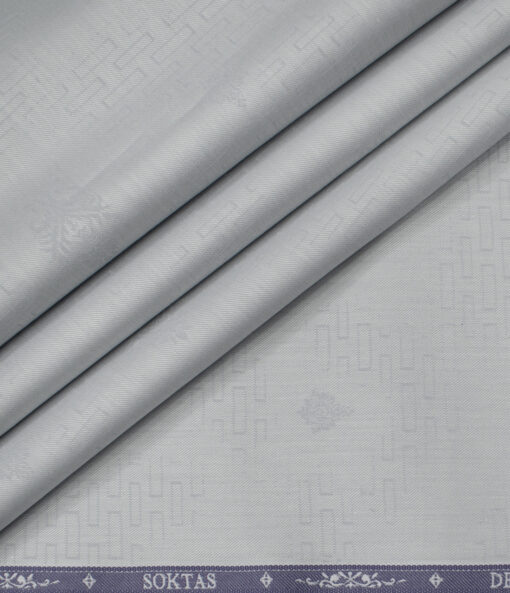 Soktas Men's Giza Cotton Self Design Unstitched Shirting Fabric (Light Grey)