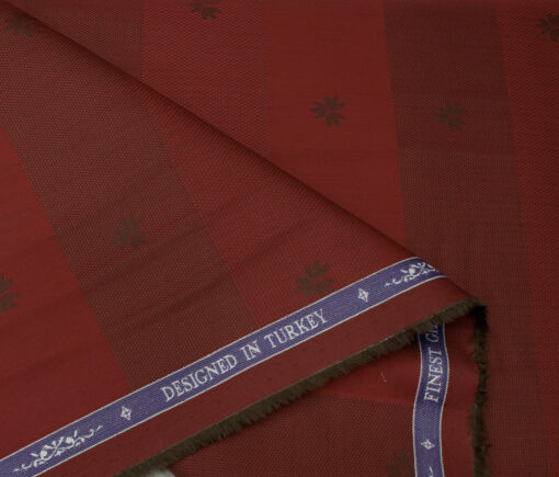 Soktas Men's Giza Cotton Self Design Unstitched Shirting Fabric (Red)