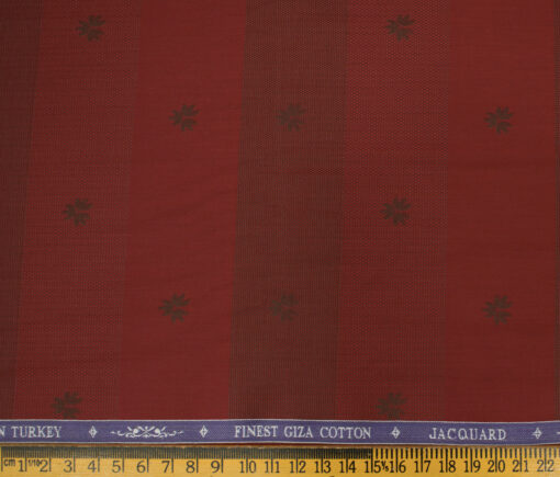 Soktas Men's Giza Cotton Self Design Unstitched Shirting Fabric (Red)