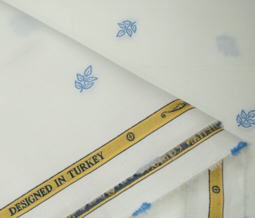 Soktas Men's Giza Cotton Jaquard Unstitched Shirting Fabric (White)