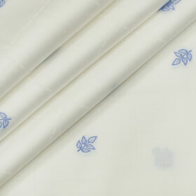 Soktas Men's Giza Cotton Jaquard Unstitched Shirting Fabric (White)