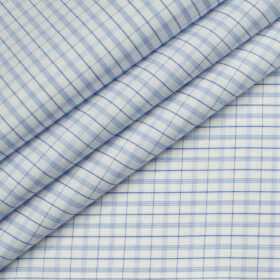 Soktas Men's Giza Cotton Checks Unstitched Shirting Fabric (White)