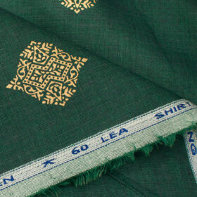 Solino Men's Linen Printed 2.25Meter Unstitched Shirting Fabric (Dark Pine Green )