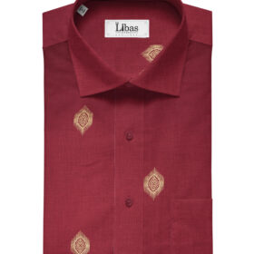 Solino Men's Linen Printed 2.25Meter Unstitched Shirting Fabric (Red)