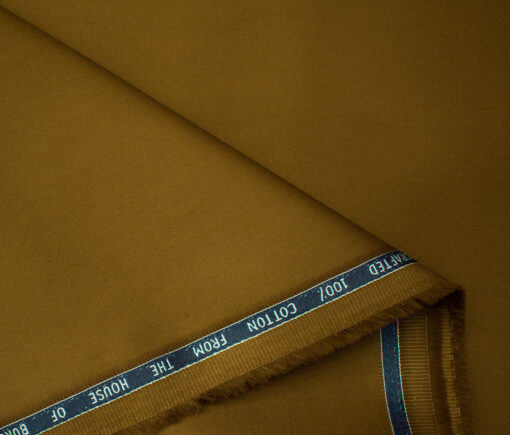 Burgoyne Men's Cotton Solids  Unstitched Trouser Fabric (Caramel Brown)