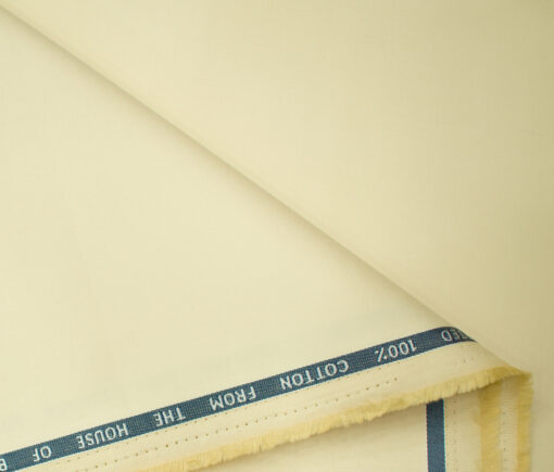 Burgoyne Men's Cotton Solids  Unstitched Trouser Fabric (Cream)