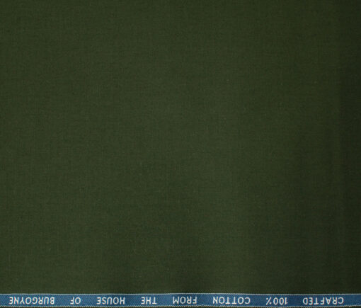 Burgoyne Men's Cotton Solids  Unstitched Trouser Fabric (Sea Weed Dark Green)