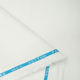 Burgoyne Men's Cotton Solids  Unstitched Trouser Fabric (White)
