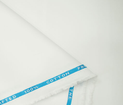 Burgoyne Men's Cotton Solids  Unstitched Trouser Fabric (White)