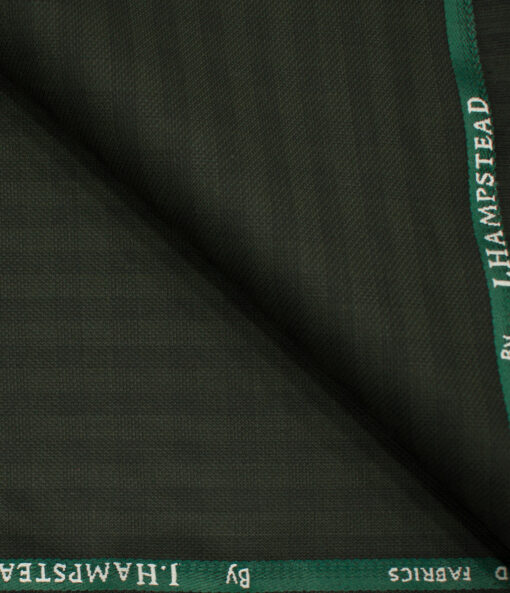 J.Hampstead Men's Polyester Viscose Checks 3.75 Meter Unstitched Suiting Fabric (Dark Seaweed Green)