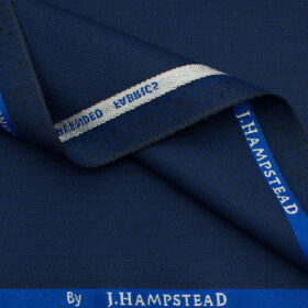 J.Hampstead Men's Polyester Viscose Structured 3.75 Meter Unstitched Suiting Fabric (Dark Royal Blue )
