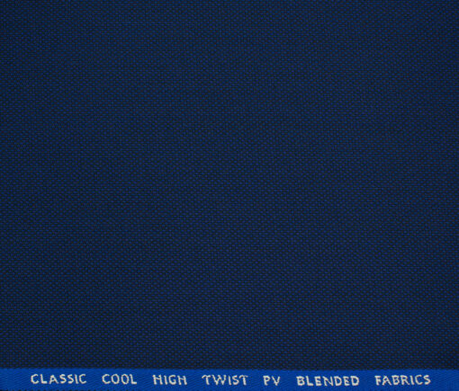 J.Hampstead Men's Polyester Viscose Structured 3.75 Meter Unstitched Suiting Fabric (Dark Royal Blue )