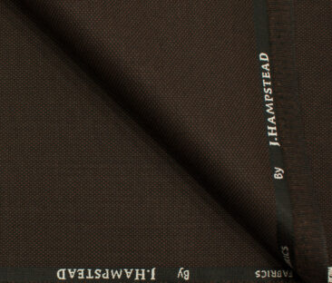 J.Hampstead Men's Polyester Viscose Structured 3.75 Meter Unstitched Suiting Fabric (Dark Mocha Brown)