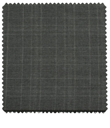 J.Hampstead Men's Polyester Viscose Checks 3.75 Meter Unstitched Suiting Fabric (Grey)