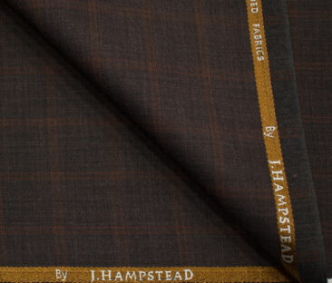J.Hampstead Men's Polyester Viscose Checks 3.75 Meter Unstitched Suiting Fabric (Dark Wine )