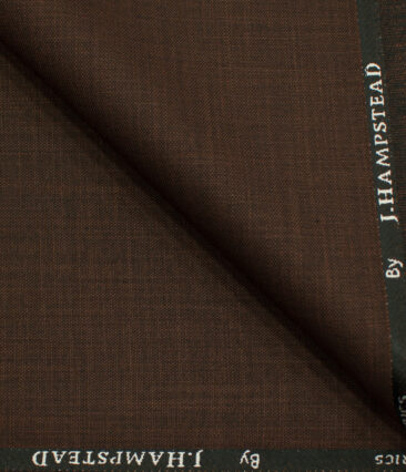 J.Hampstead Men's Polyester Viscose Self Design 3.75 Meter Unstitched Suiting Fabric (Copper Brown)