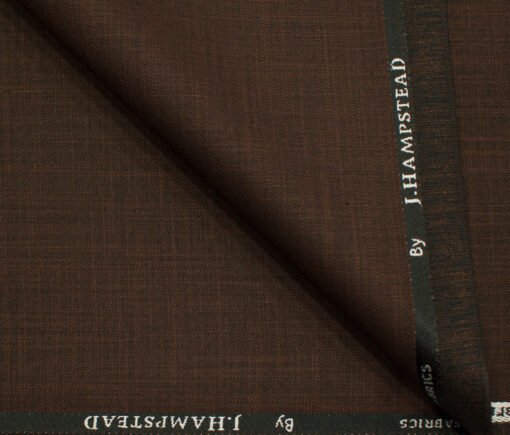 J.Hampstead Men's Polyester Viscose Self Design 3.75 Meter Unstitched Suiting Fabric (Copper Brown)