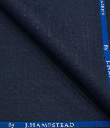 J.Hampstead Men's Polyester Viscose Self Design 3.75 Meter Unstitched Suiting Fabric (Dark Royal Blue)