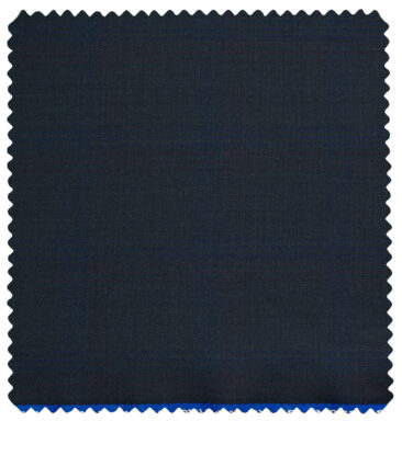 J.Hampstead Men's Polyester Viscose Checks 3.75 Meter Unstitched Suiting Fabric (Dark Navy Blue)