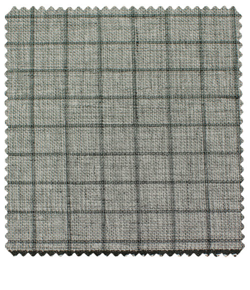 J.Hampstead Men's Polyester Viscose Checks 3.75 Meter Unstitched Suiting Fabric (Light Grey)