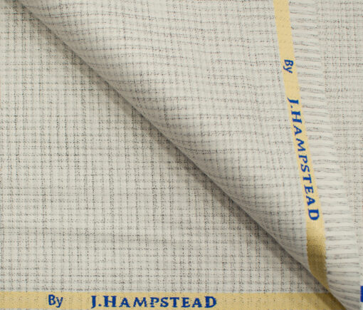 J.Hampstead Men's Polyester Viscose Structured 3.75 Meter Unstitched Suiting Fabric (Very Light Grey base)