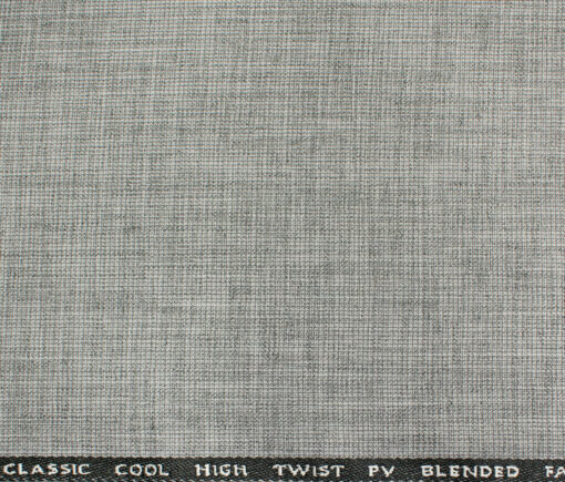 J.Hampstead Men's Polyester ViscoseStructured 3.75 Meter Unstitched Suiting Fabric (Light Grey)