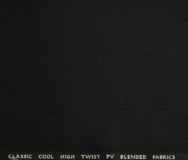 J.Hampstead Men's Polyester Viscose Structured 3.75 Meter Unstitched Suiting Fabric (Black)