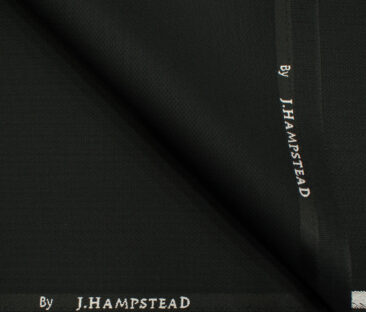 J.Hampstead Men's Polyester Viscose Structured 3.75 Meter Unstitched Suiting Fabric (Black)
