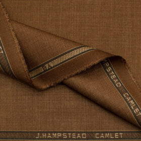 J.Hampstead Men's Terry Rayon (65 + 35) Structured 3.75 Meter Unstitched Suiting Fabric (Rust Brown)