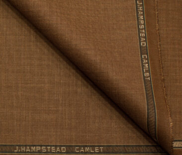 J.Hampstead Men's Terry Rayon (65 + 35) Structured 3.75 Meter Unstitched Suiting Fabric (Rust Brown)