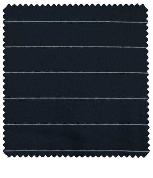 J.Hampstead Men's Terry Rayon (65 + 35) Striped 3.75 Meter Unstitched Suiting Fabric (Dark Blue)
