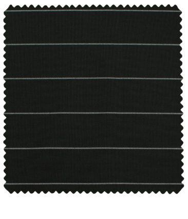 J.Hampstead Men's Terry Rayon (71 + 29) Striped 3.75 Meter Unstitched Suiting Fabric (Black)