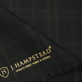 J.Hampstead Men's Terry Rayon (71 + 29) Checks 3.75 Meter Unstitched Suiting Fabric (Black)