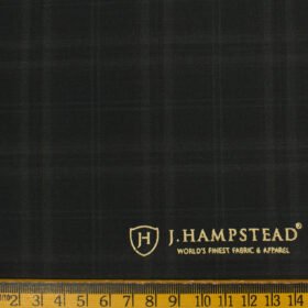 J.Hampstead Men's Terry Rayon (71 + 29) Checks 3.75 Meter Unstitched Suiting Fabric (Black)