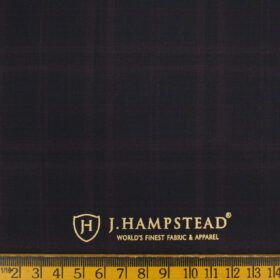 J.Hampstead Men's Terry Rayon (71 + 29) Checks 3.75 Meter Unstitched Suiting Fabric (Dark Wine )