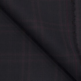 J.Hampstead Men's Terry Rayon (71 + 29) Checks 3.75 Meter Unstitched Suiting Fabric (Dark Wine )