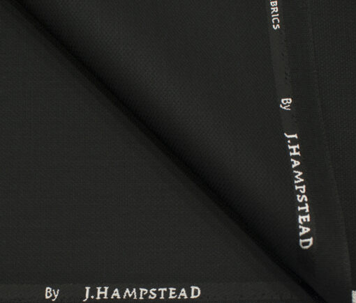 J.Hampstead Men's Polyester Viscose Structured 3.75 Meter Unstitched Suiting Fabric (Black)
