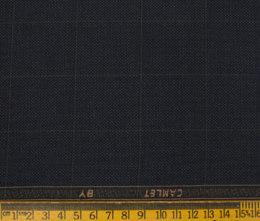 J.Hampstead Men's Terry Rayon (74 + 26) Checks 3.75 Meter Unstitched Suiting Fabric (Dark Blue)