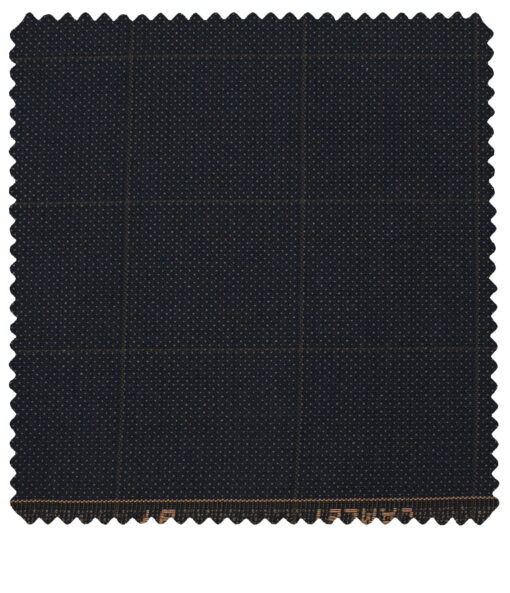 J.Hampstead Men's Terry Rayon (74 + 26) Checks 3.75 Meter Unstitched Suiting Fabric (Dark Blue)