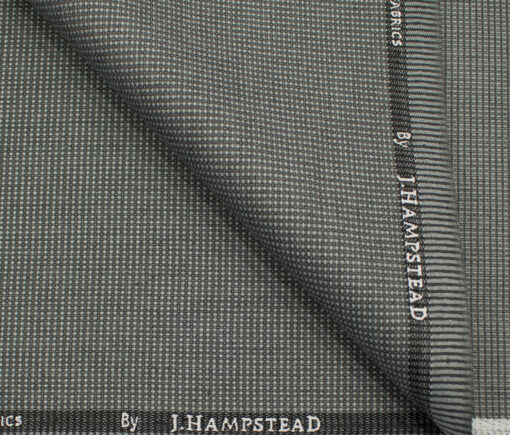 J.Hampstead Men's Polyester Viscose Structured 3.75 Meter Unstitched Suiting Fabric (Light Grey)